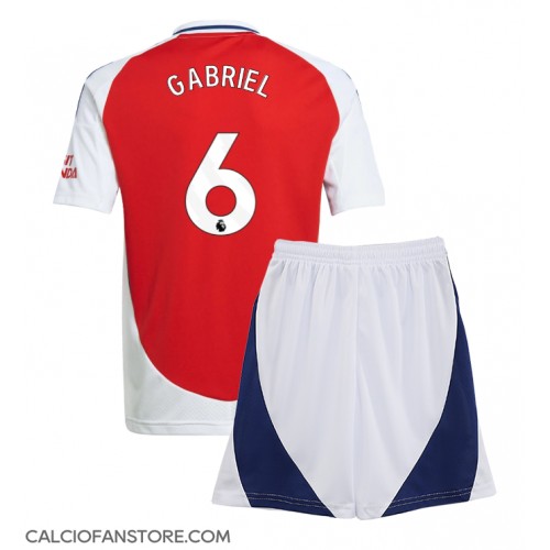 Maglia Calcio Arsenal Gabriel Magalhaes #6 Prima Divisa Bambino 2024-25 Manica Corta (+ pantaloncini)